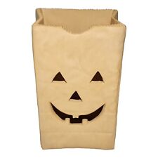 1987 Ceramic Jack-O-Lantern Pumpkin Halloween Bag Candle Holder 10” Signed Rare picture