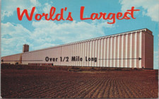 Worlds Largest Grain Elevator Hutchinson, Kansas Farmers Co-op Postcard 1960's picture