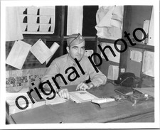 WWII US Military Officer Desk Portrait Photo Original 1940s Vintage Soldier picture