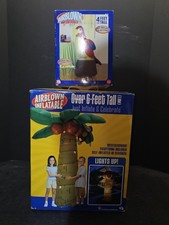 NWTs Vintage Gemmy 2004 6ft Palm Tree Monkey Lights & Parrot Airblown Inflatable picture