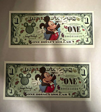 2000 Series Disney Dollars $1 Uncirculated Consecutive Lot of 2 Series A picture