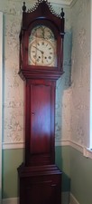 Antique Grandfather Clock Painted Wood Dial picture