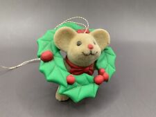 Vintage 1980's Avon Brown Mouse Wreath - Felt - Christmas Holiday Ornament picture