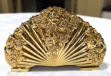 Vintage Royal Doulton Old Country Roses Napkin Holder Gold Plated Godinger NWT picture