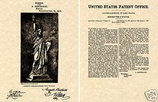 STATUE of LIBERTY PATENT 1879 Art Print READY TO FRAME Bartholdi France torch picture