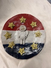 Rare Vintage Nasa Sally Ride Handmade Pottery Plate Gift From Lily R Collector picture