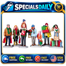 Holiday Shoppers Figurine - Christmas Village Decor, Festive Collectible Display picture
