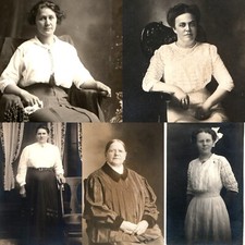 x5 LOT c1910s Antique Women Portrait RPPC Vintage Girls Fashion Fashion Photo picture
