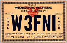 1937 QSL Radio Card Wilmington Delaware W3FN Maciejewski Posted Postcard picture
