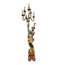 1930s Italian Gilded Venetian Blackamoor Figural Torch Candelabra 6-Arm Lamp picture