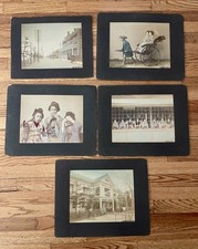 5 Antique Japanese Hand Tinted Photographs Kusakabe Kimbei Studios C.1900 8x10 picture