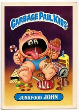 Vintage 1986 Topps Garbage Pail Kid JUNKFOOD JOHN Sticker Collector Card #2 picture