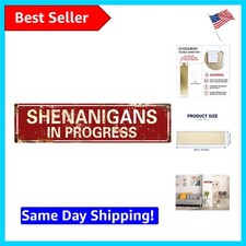 Vintage Metal Sign 'Shenanigans In Progress' - Unique Retro Wall Art, 16x4 in picture