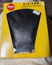 Vintage Rogers E-Z-Lok Black Leather Tobacco Pouch Case - New In Package picture