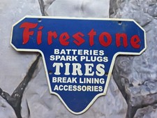 VINTAGE 1960'S FIRESTONE TIRES SERVICE PORCELAIN SIGN 12