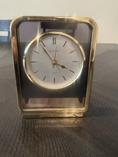 Vintage Mid Century Japan Bulova Golden Framed Quartz Desk Clock b1922 picture
