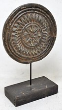 Antique Black Stone Floral Design Sweet Making Panel on Stand Original Old Hand picture