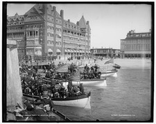 Photo:Hampton Roads Virginia 1900s Landing Party Naval Boats Flags picture