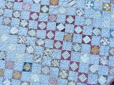 Gorgeous Antique Vintage Patchwork Hand Stitch Cotton Floral Quilt 75X72 Cutter picture