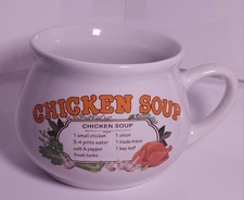Vintage Dat'l Do-It Chicken Soup Mug Recipe Ceramic Pot Bowl Cup Handle picture