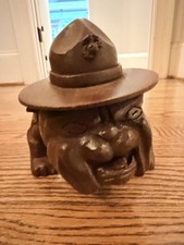 Vintage 1998 AMC USMC Devil Dog Bulldog Statue/Figurine Hand Cast Resin EUC picture