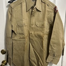 WWII, KOREA WAR US ARMY SERVICE FORCES KHAKI SHIRT WITH PATCH picture