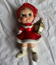 Vintage Painted Ceramic Girl Figurine Napco 1950s holding lantern made in Japan picture