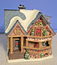 Santa's Workbench Silver Birches Lodge Illuminated Christmas Village House 2002 picture