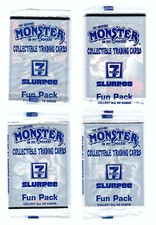 FOUR MINT 1991 ORIGINAL 7-11 MONSTER IN MY POCKET UNOPENED PACKS OF CARDS picture