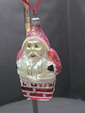 1992 Christopher Radko Down the Chimney Santa Glass Ornament 92-191-1 4.5