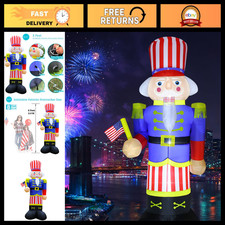 8ft Inflatable Nutcracker Soldier - 4th of July Patriotic Yard Decoration, Light picture