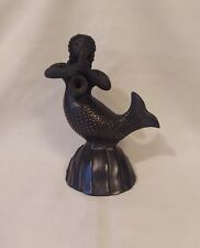 Adelina Pedro Martinez Mexican Black Clay Mermaid Siren Candlestick Holder picture