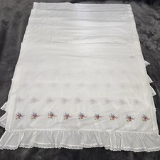 Vintage Floral Cross Stitch Curtains 6 Panels White Ruffle Lace 23.5x29.5 picture