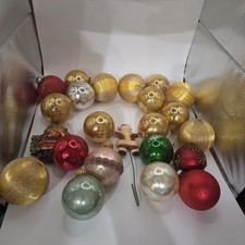 Lot VTG Shiny Brite Striped Glass Christmas Ornaments Made In USA Mixed Colors picture