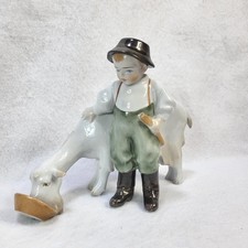 Zsolnay Pecs Young Boy Feeding his Goat Hungary Porcelain Figurine Andras Sinko picture