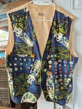 Vintage 1980's Hilo Elks Lodge Shriners Custom Barkcloth Vest Evelyn Margolis... picture