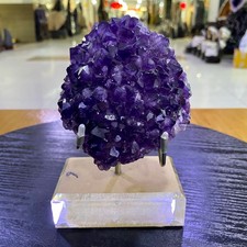 2.14LB Natural Amethyst flower quartz cluster crystal specimen Healing +Base- picture