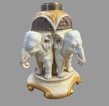 Antique E.W. Turn Wien Austria Porcelain Elephant Figural Oil Lamp Base 10” picture