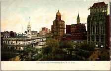 NY, NYC  City Hall and Newspaper Row Postcard Glitter picture