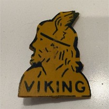 Vintage 1950s Viking Marine Gasoline Advertising Pin Mascot Petroliana Die-Cut picture
