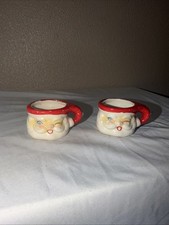 Vintage Holt Howard Mini Santa Winking Mugs Cups Set of 2 Christmas picture