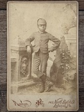 African American Cabinet Card Young Boy in GRAVE YARD / Cemetery Scene PA picture