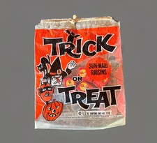 Vintage 1970's SUN MAID RAISINS Halloween Trick or Treat Bag w/ 4 Empty Boxes picture