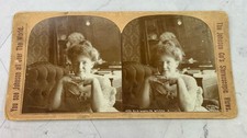 Antique 1903 Ella Wheeler Wilcox Poet Portrait Stereoview Card Johnson Co Vtg picture