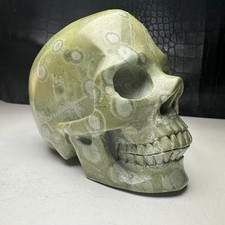 780g Natural Crystal Mineral Specimen.Plum blossom stone.Hand-carved SKULL.BD picture