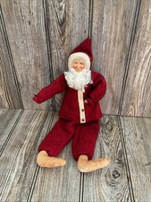 Primitive DISTRESSED SANTA Hand Made Folk Art Shelf SITTER Great Prim Decor 15” picture