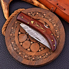 Everyday Carry Custom Made Hand Forged Damascus Steel Folding Pocket Knife 2721 picture