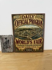 1904 St. Louis World’s Fair 3 Risqué RARE Metal Novelty Tip Trays w/Sign picture