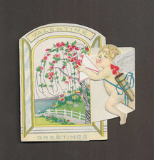 vtg 1920s VALENTINE GREETINGS Card Dan Cupid is everywhere on Land Sea Air B picture