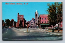 Vintage Main Street Nashua NH Postcard Public Library War Memorial picture
